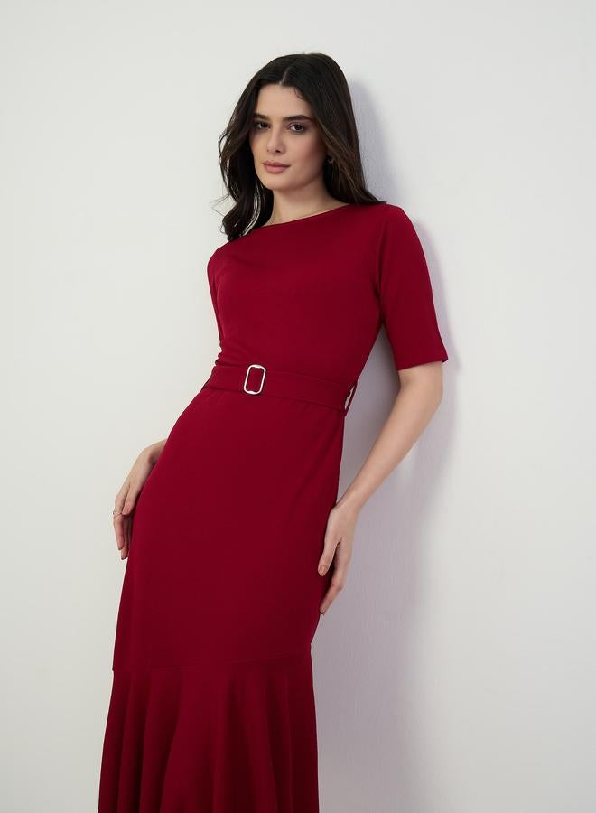 ستايلي فستان ميدي بحافة ذيل السمكة - Image 3